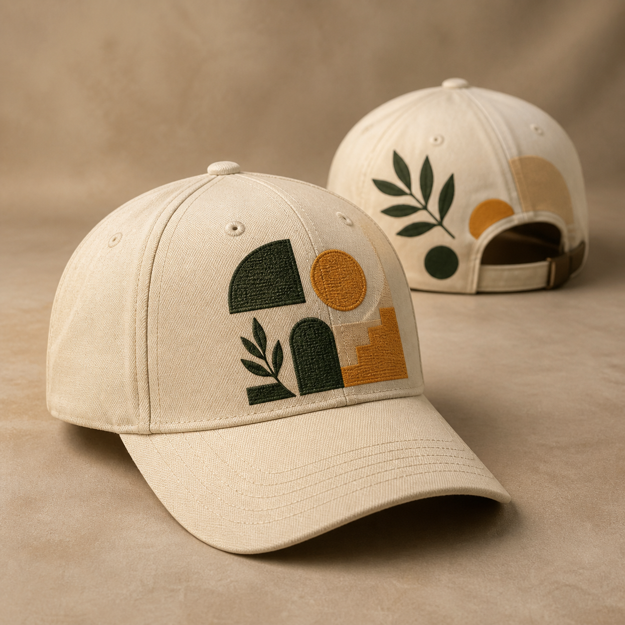 Generic custom cap with a tasteful printed and embroidered design