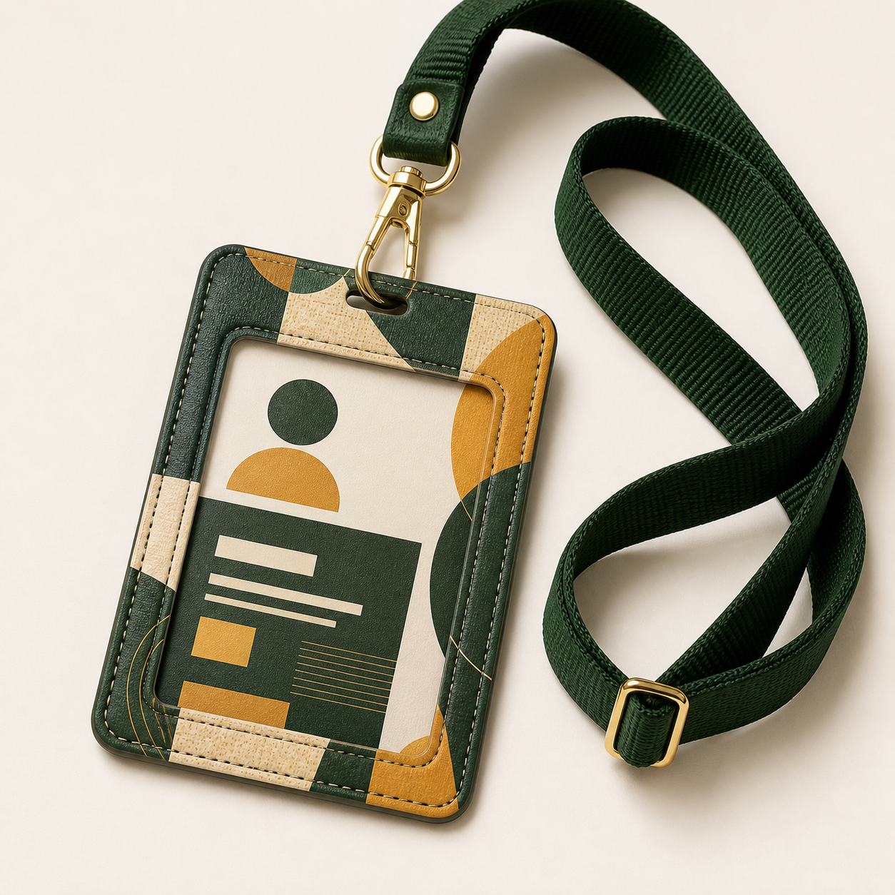 Generic ID card holder and lanyard with a tasteful printed design