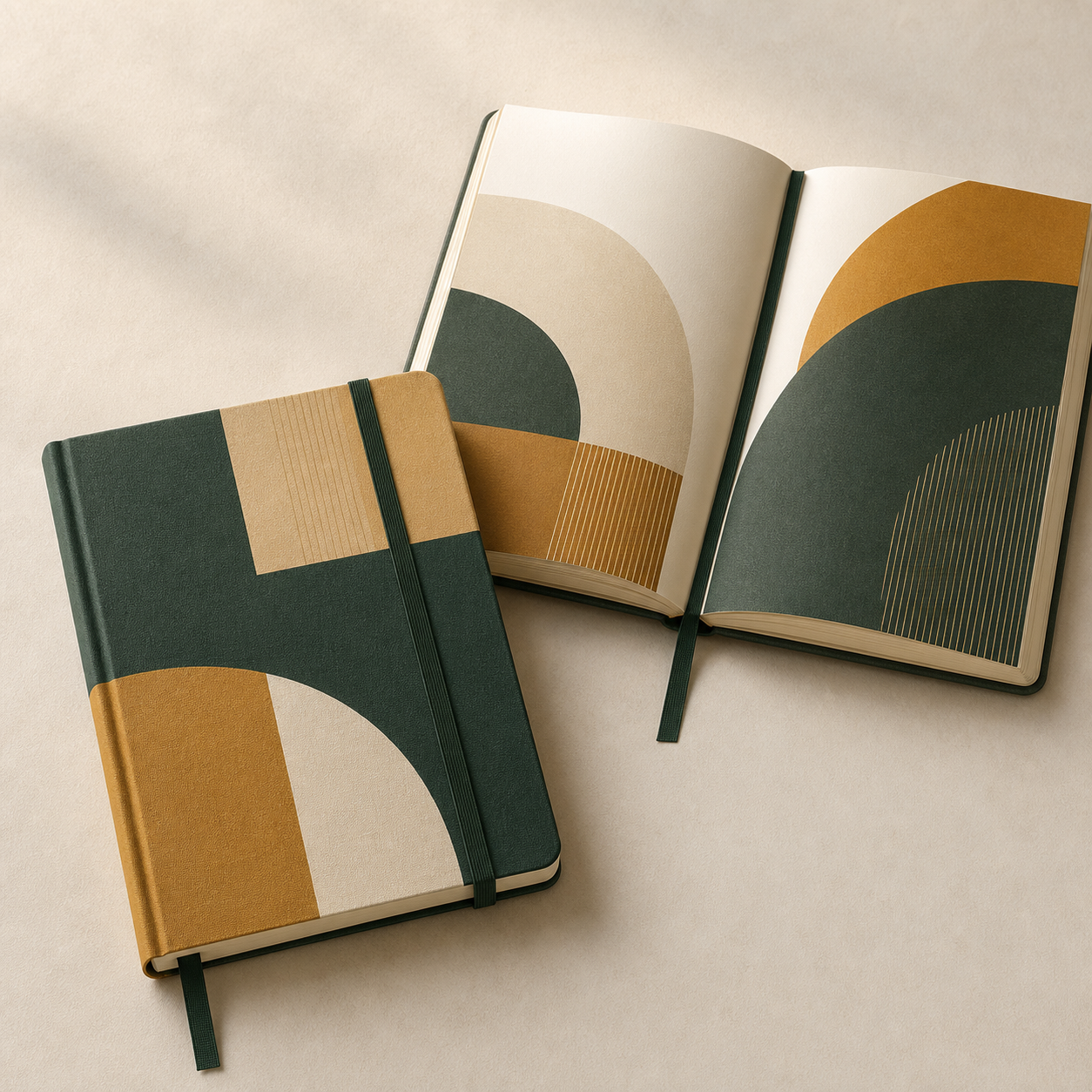 Generic custom notebook with tasteful abstract printed cover design